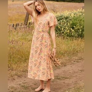 Marine Layer Emlyn Midi Floral Wrap Dress